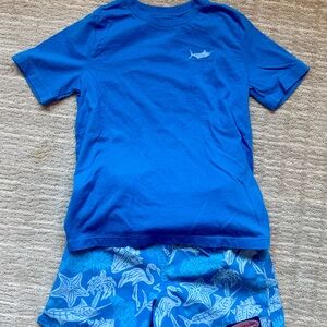 Vineyard Vines Kids Blue Set -  Short Sleeve Tee & Swim Trunks